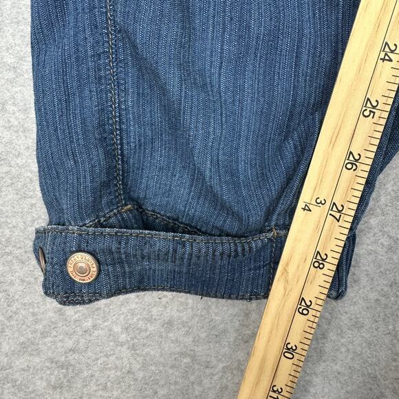 Free People Jeans We The Free Angelo Cargo Pants Sz S Blue Denim Pull-On Boho - Picture 12 of 13